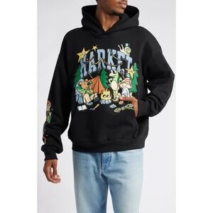MARKET Studios Black "Backcountry Buds" Camping Graphic Hoodie Sweatshirt Size M